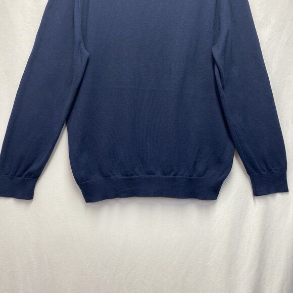 Brooks Brothers Supima Cotton 1/4 Zip Mock Neck Pullover Sweater Men Large Navy - Picture 9 of 13